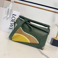 Structured Leather Shoulder Bag with Abstract Suede Panels (1113595538)