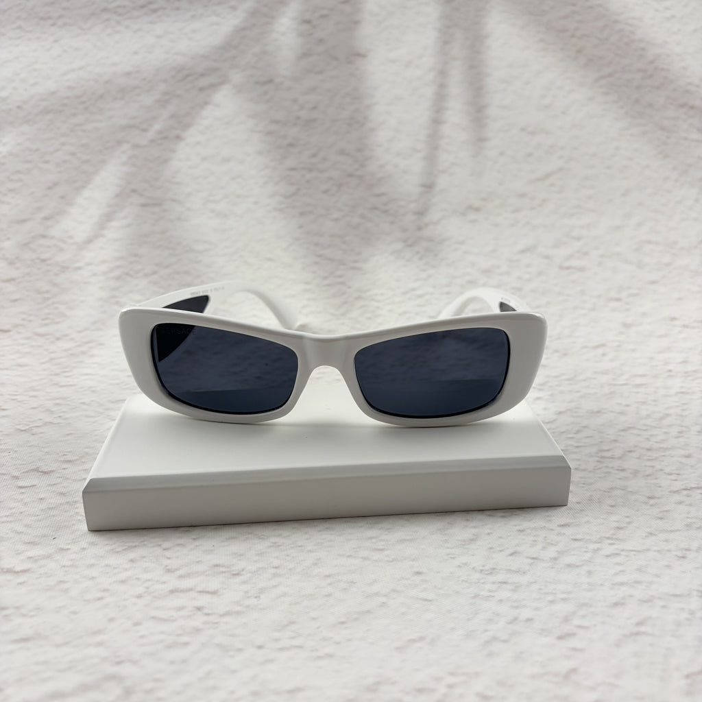 Modern Rectangular White Sunglasses - UV Protection Street Style