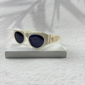 Geometric Cat Eye Sunglasses Off-White Acetate Gold Accent Frames