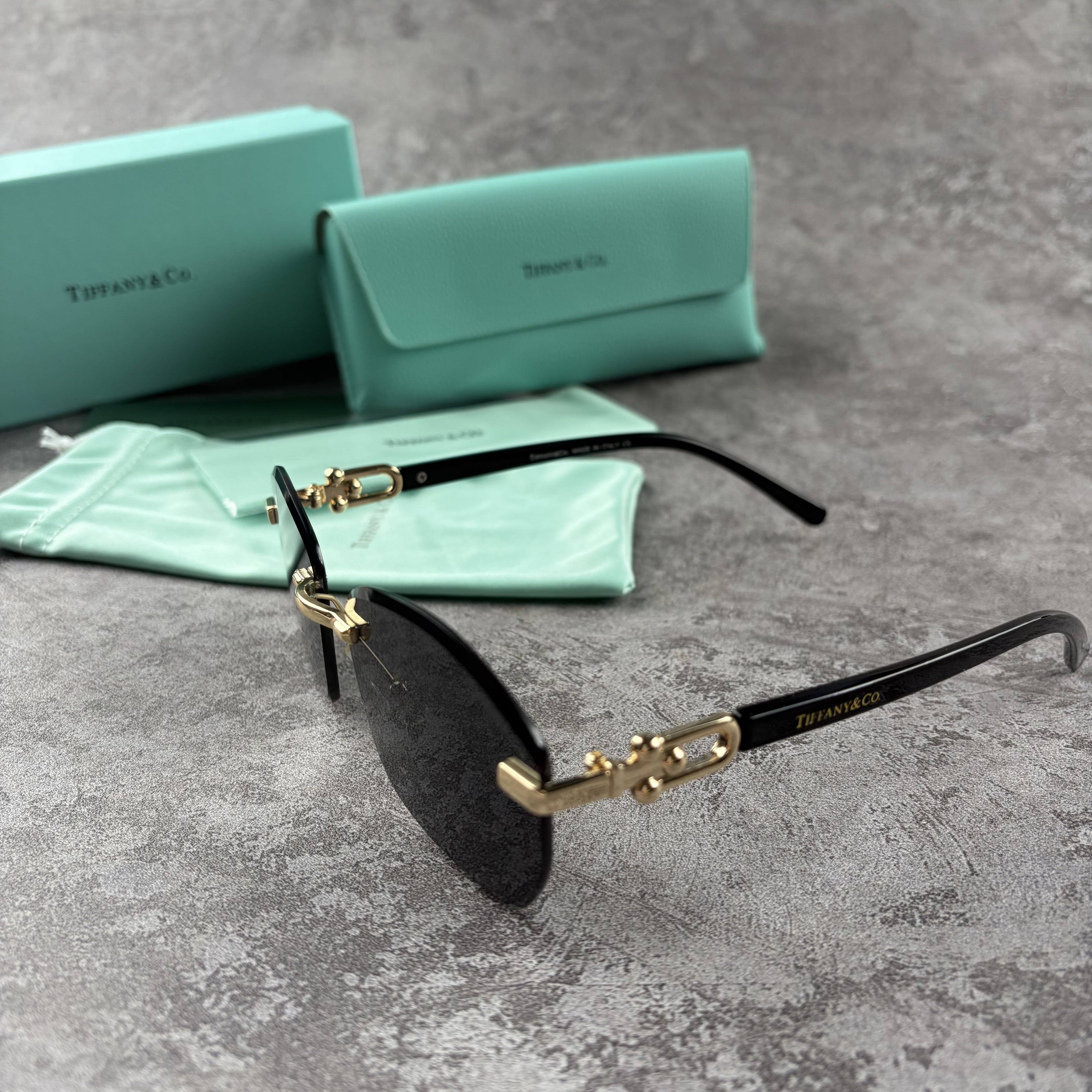 Rimless Gradient Sunglasses - Gold Metal Frame & UV Protection