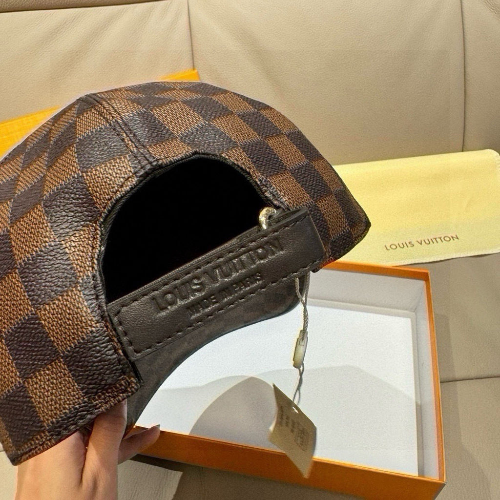 Classic Checkered Baseball Cap in Earth Tones