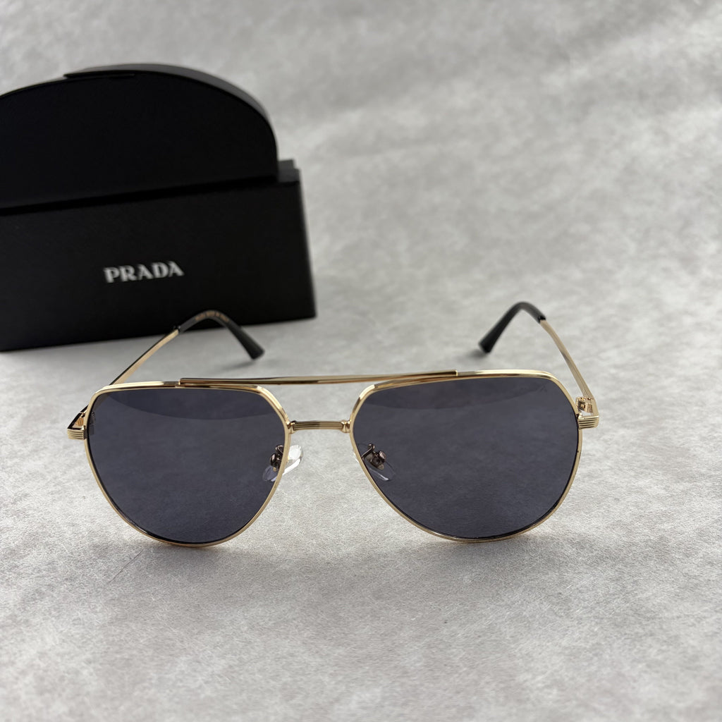 Modern Gold Aviator Sunglasses - UV Protection Metal Frame Shades