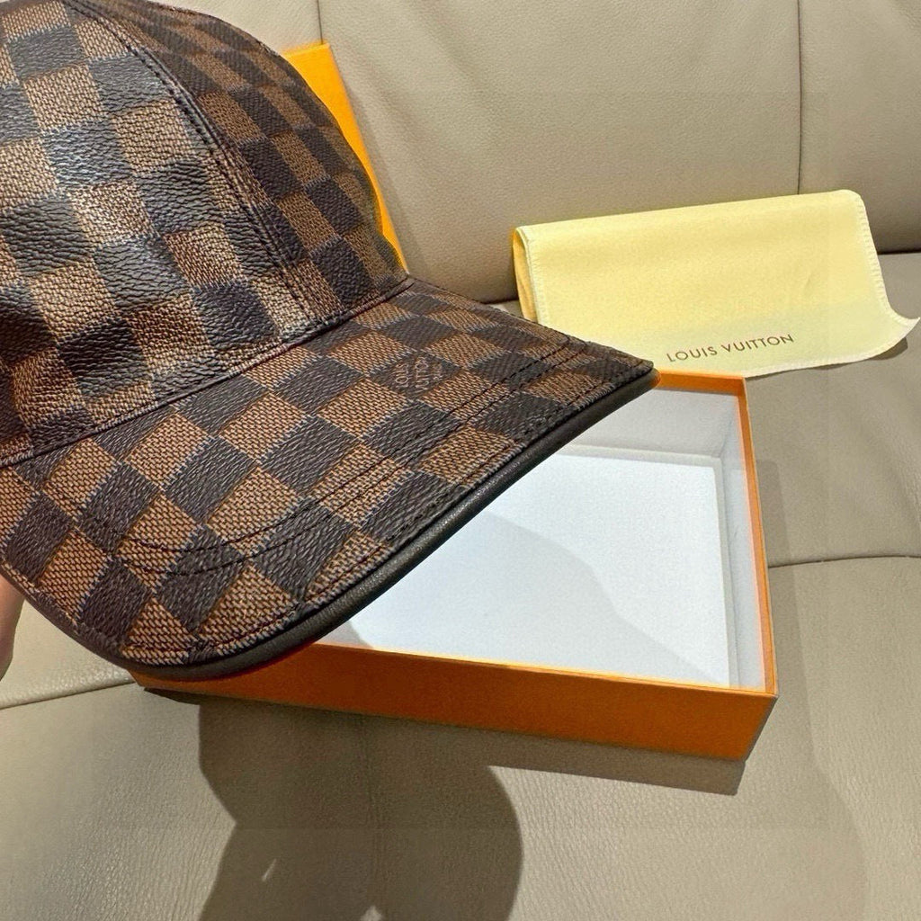 Classic Checkered Baseball Cap in Earth Tones