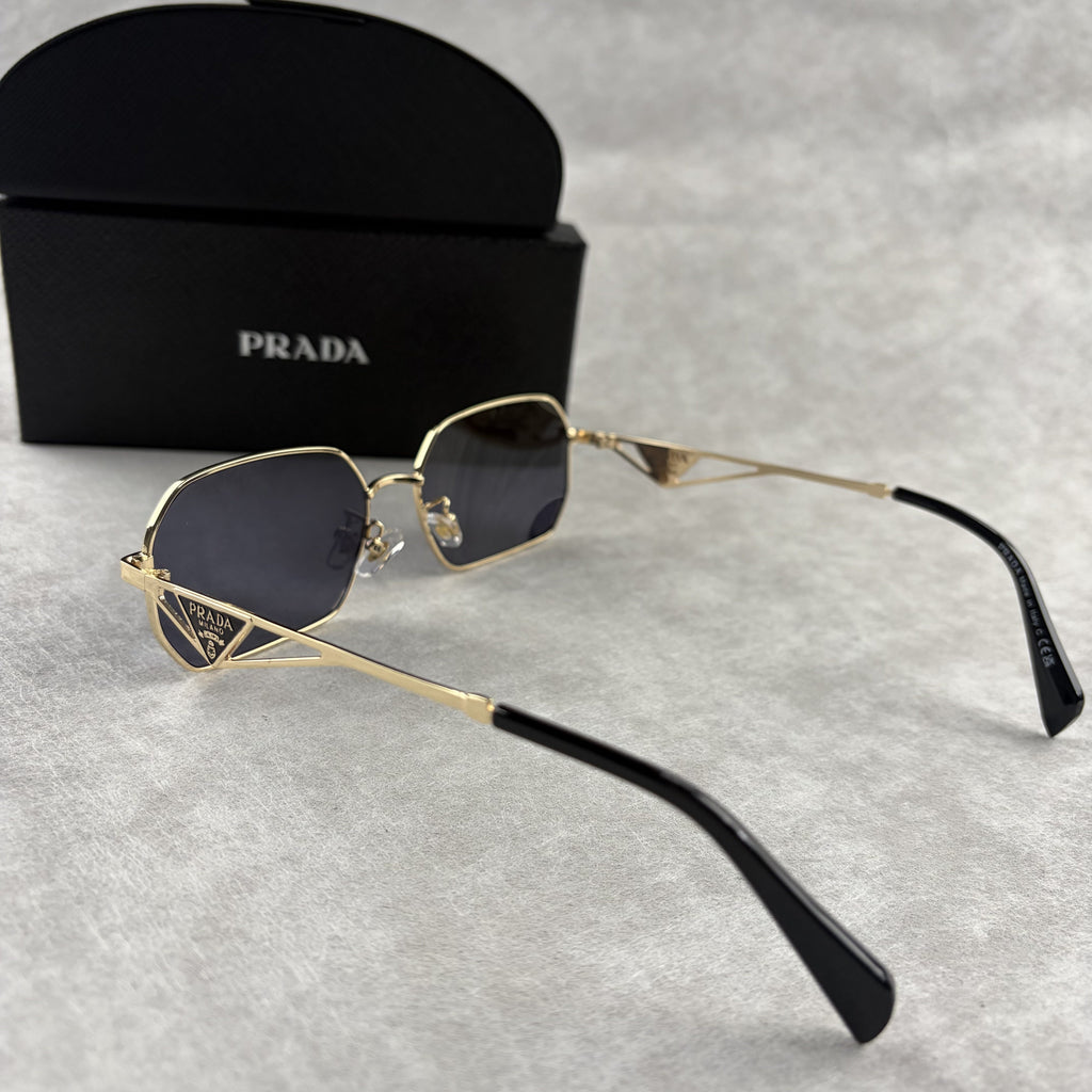 Geometric Gold Frame Sunglasses - Lightweight Metal UV Protection