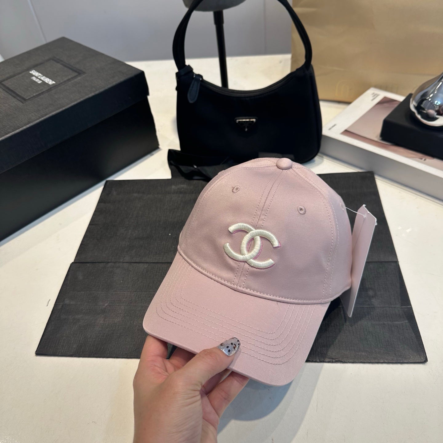 Embroidered Cotton Baseball Cap — Blush