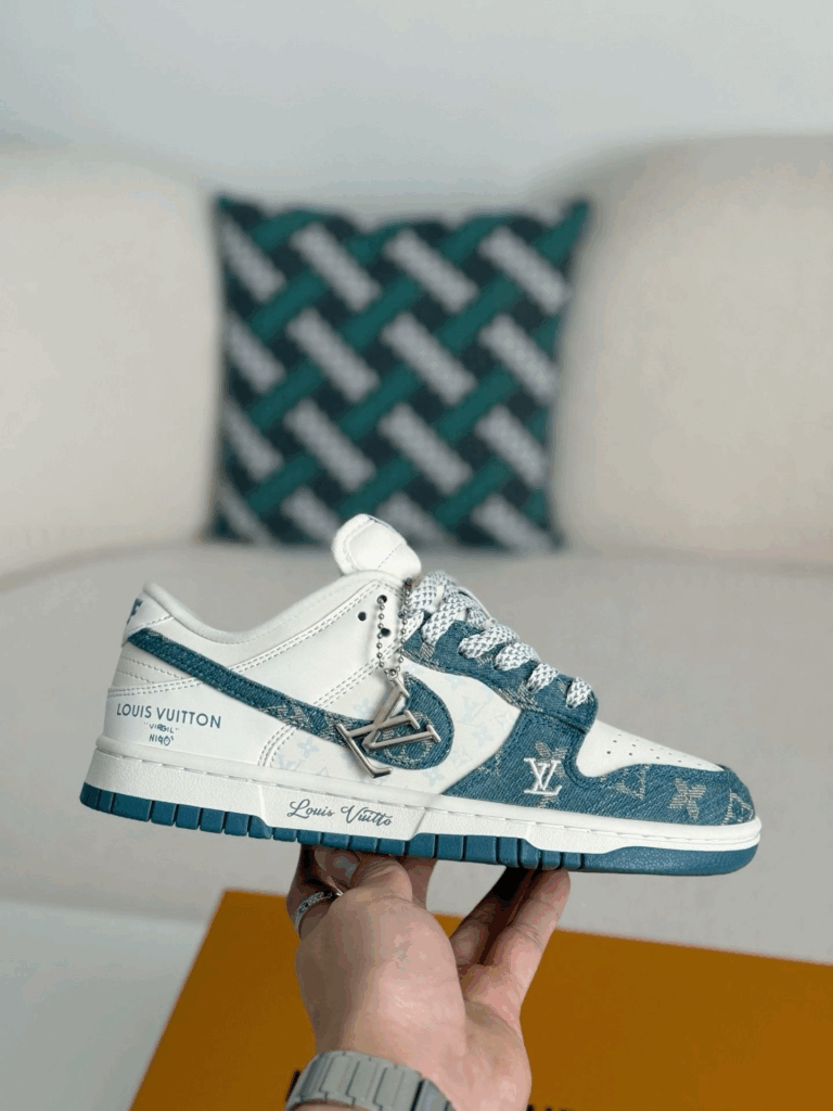 Nike Air Jordan 1 x LV Blue Monogram Denim Edition (Dunk Low Custom)