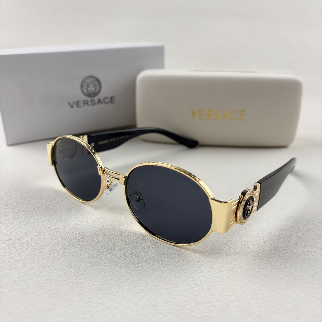 Oval Gold Frame Sunglasses - Premium Metal Designer Shades