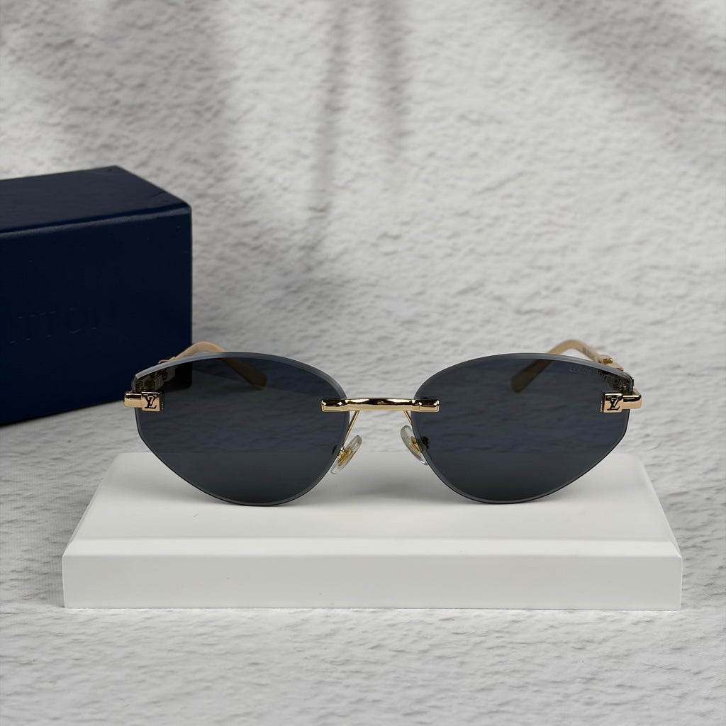 Rimless Chic Sunglasses - Gold Metal Frame with Gradient Tint