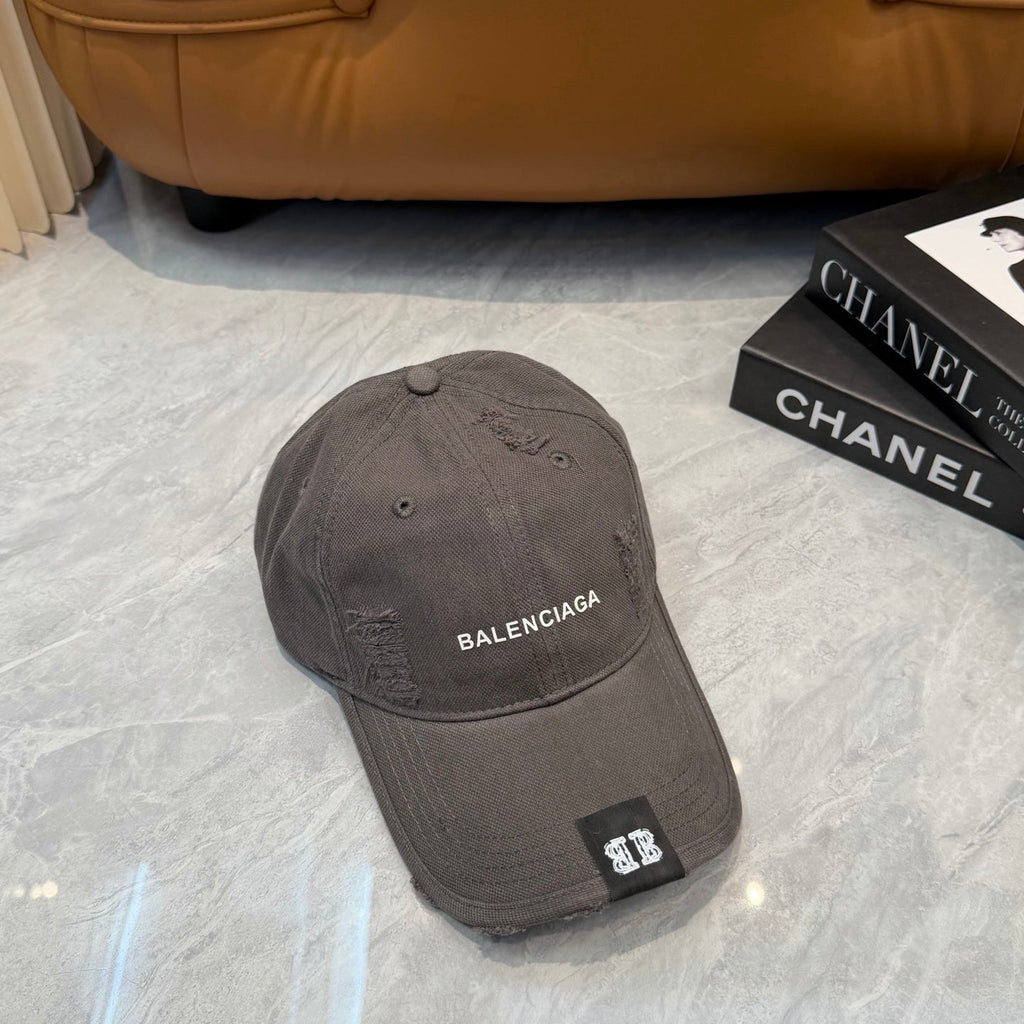 Distressed Style Baseball Cap in Charcoal