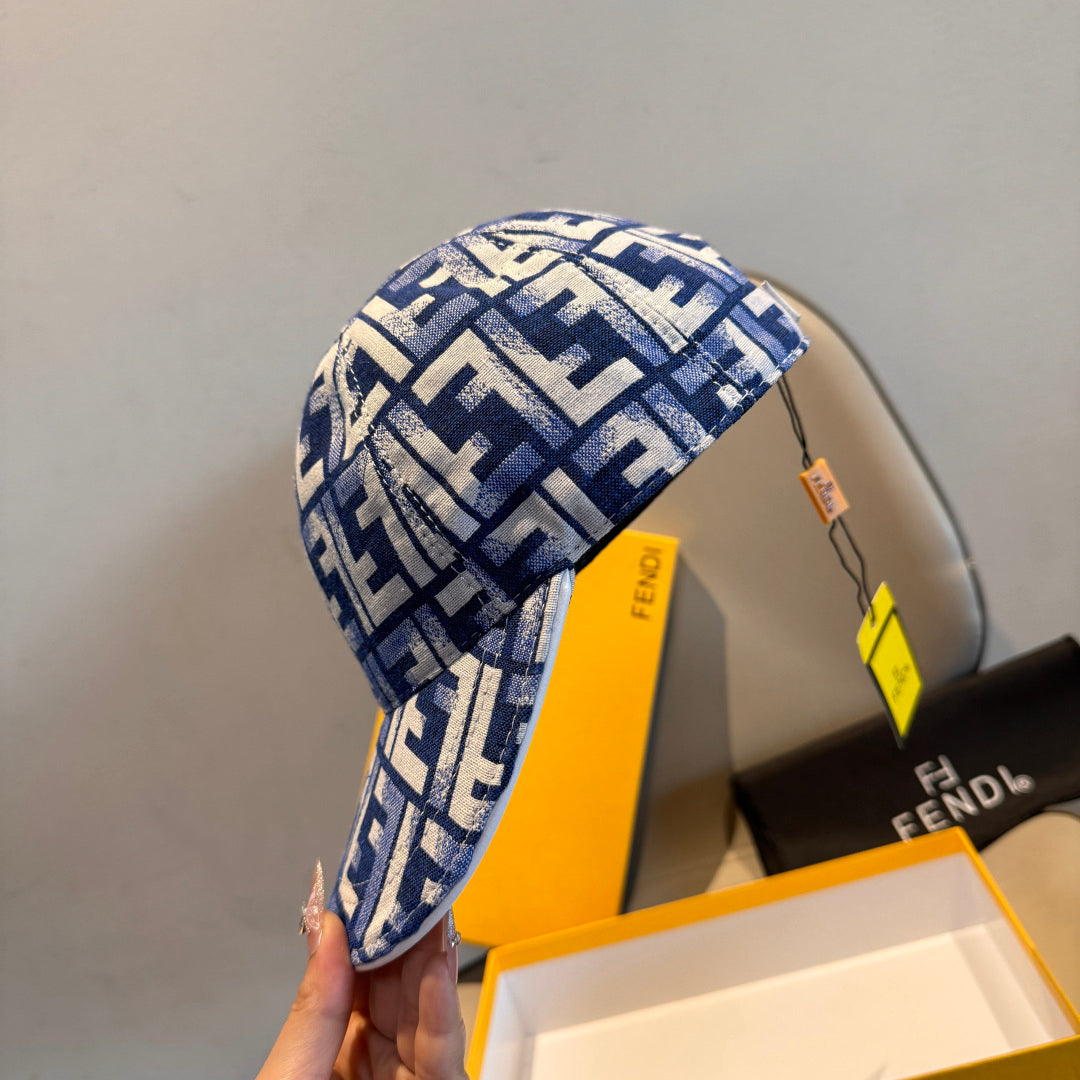 Double F Patterned Baseball Cap - Blue Denim Aesthetic
