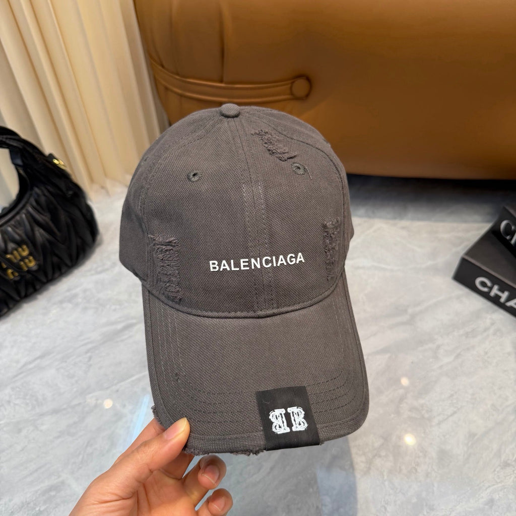 Distressed Style Baseball Cap in Charcoal