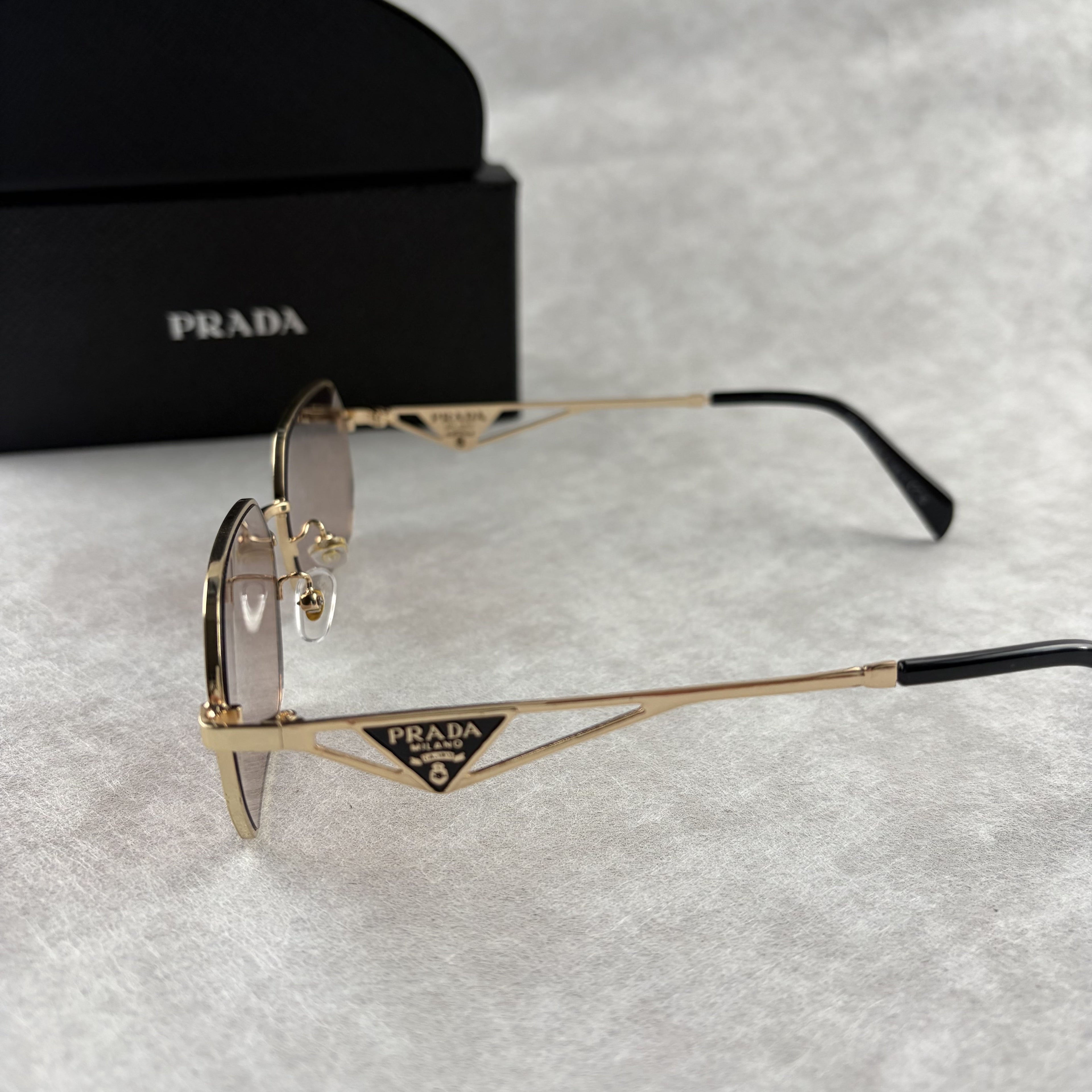 Gold Frame Geometric Sunglasses - Lightweight UV Protection