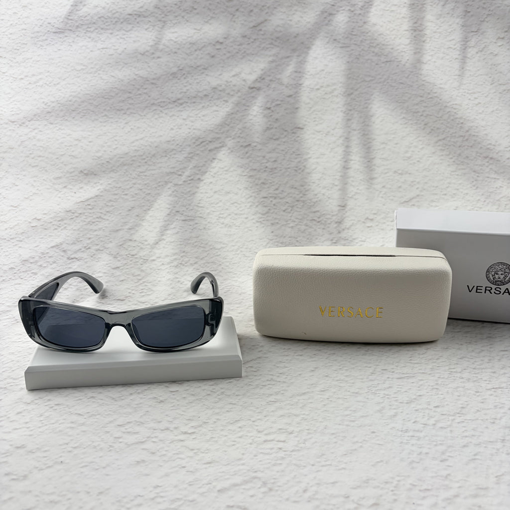 Modern Rectangular Frames | Translucent Gray Sunglasses UV Protection