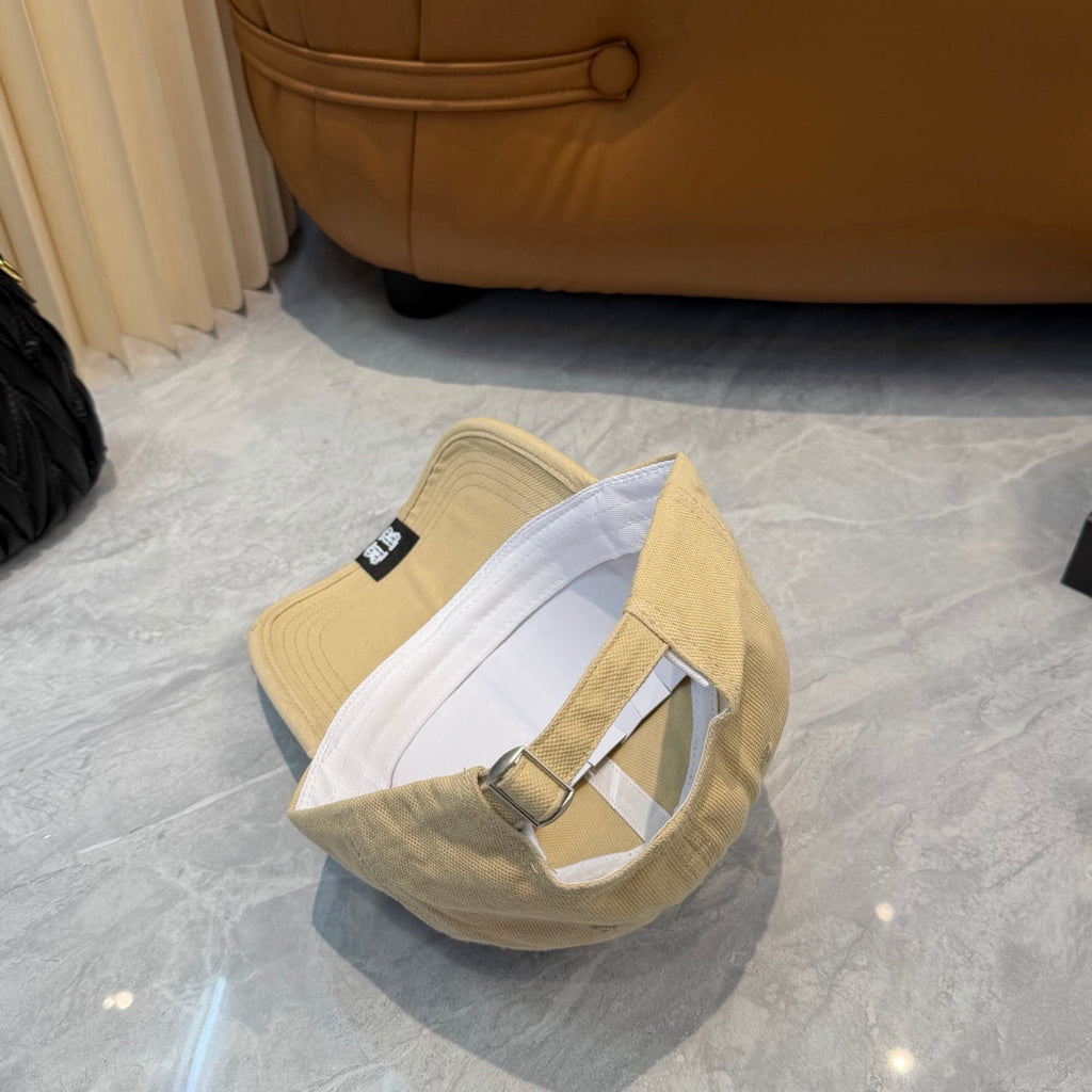 Minimalist Distressed Baseball Cap in Beige