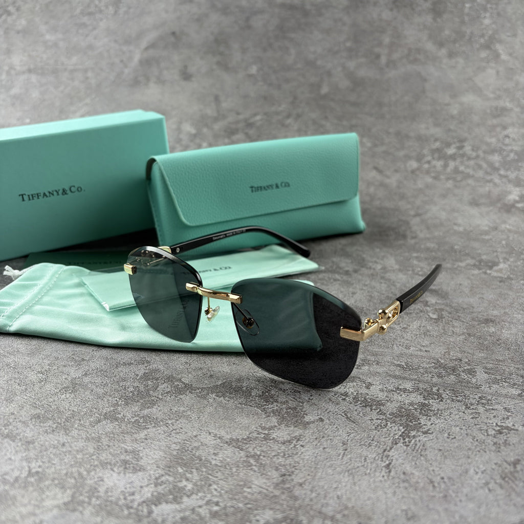Rimless Gradient Sunglasses - Gold Metal Frame & UV Protection