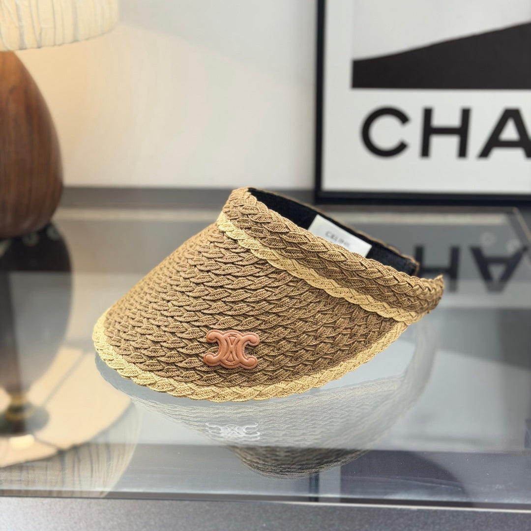 Woven Straw Visor Hat - UV Protection Summer Beach Sun Hat