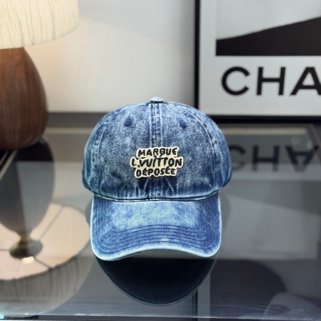 Vintage Washed Denim Baseball Cap - Distressed Streetwear Style