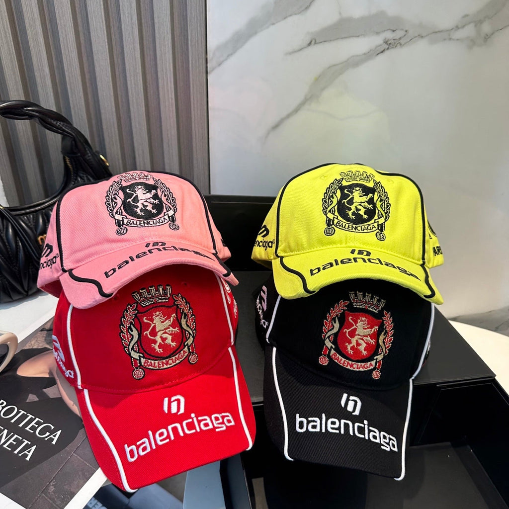 Crest embroidery cotton baseball cap with contrast piping