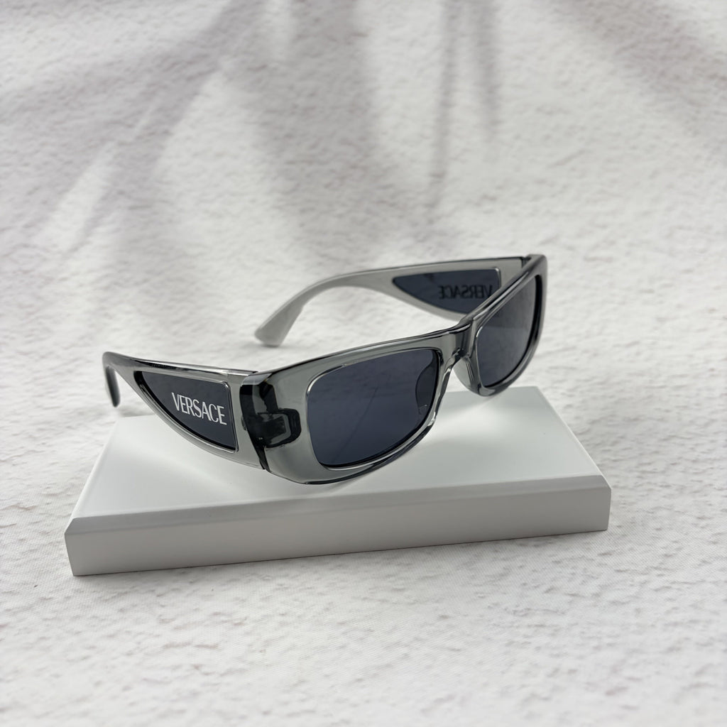 Modern Rectangular Frames | Translucent Gray Sunglasses UV Protection