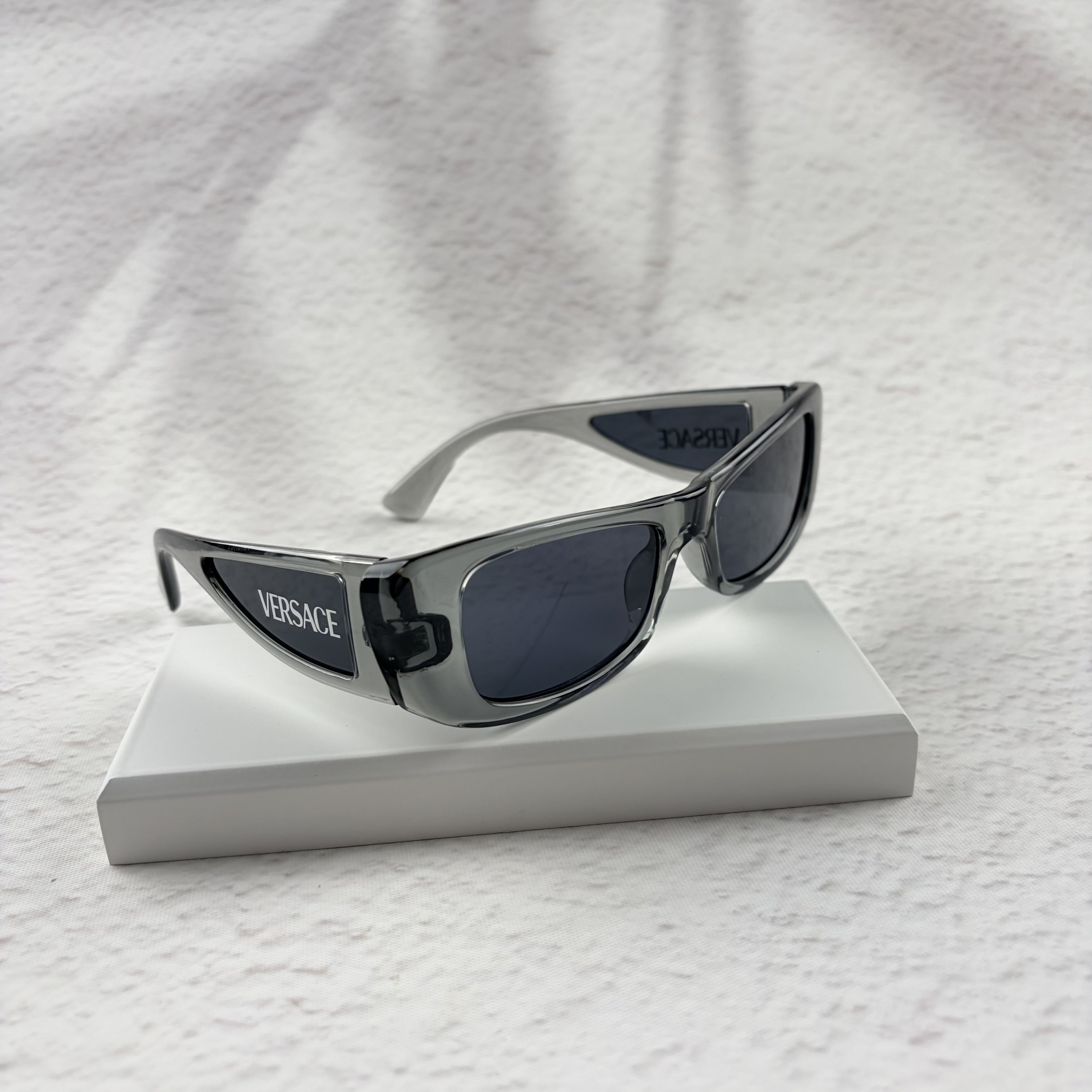 Modern Rectangular Frames | Translucent Gray Sunglasses UV Protection