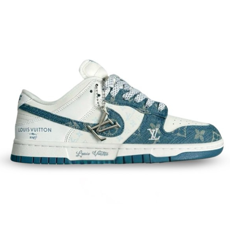 Nike Air Jordan 1 x LV Blue Monogram Denim Edition (Dunk Low Custom)