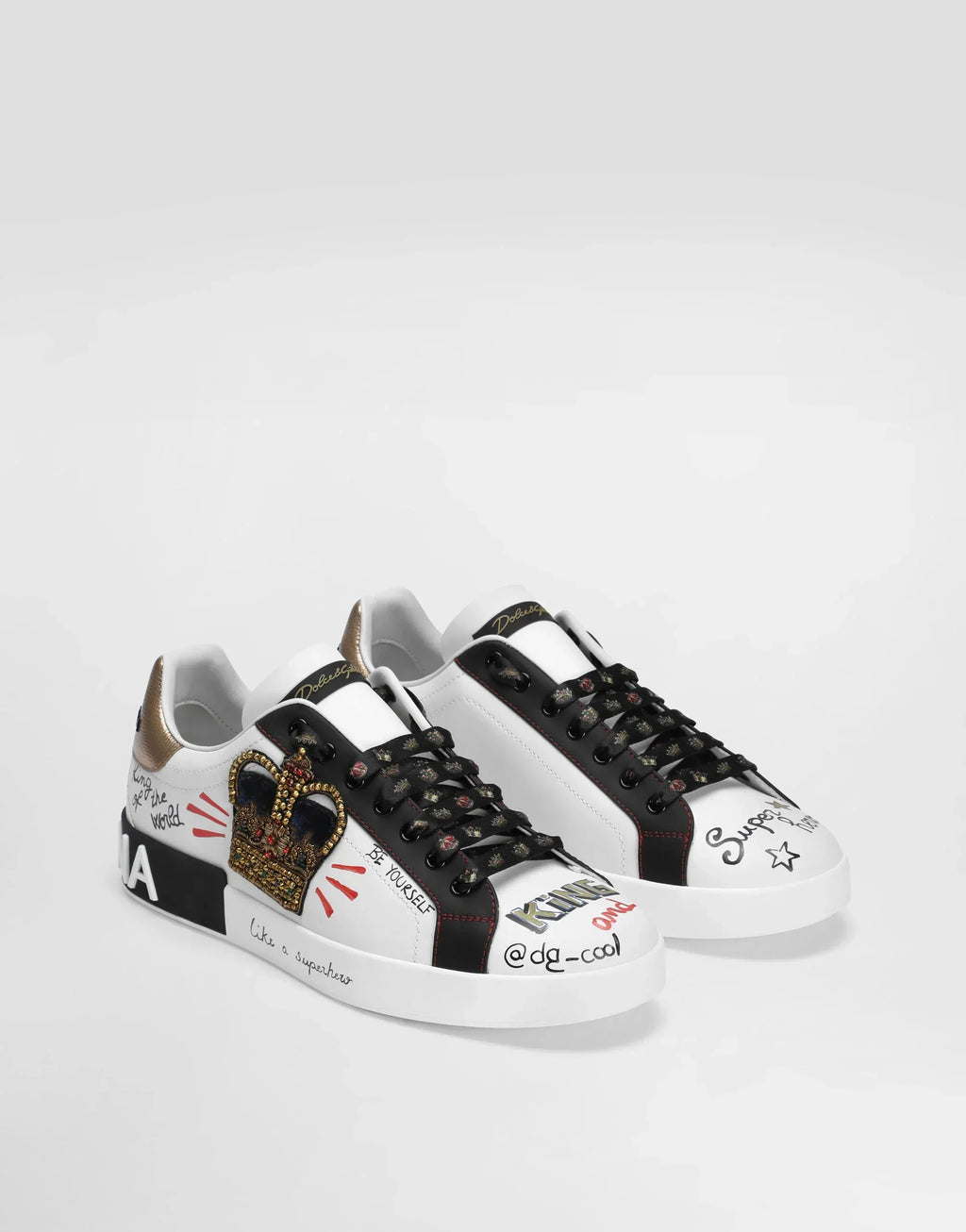 D&G Portofino Sneakers In Printed Nappa Calfskin With Patch