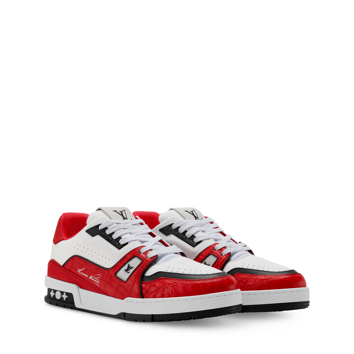 Louis Vuitton LV Trainer Red Alligator Leather Sneaker