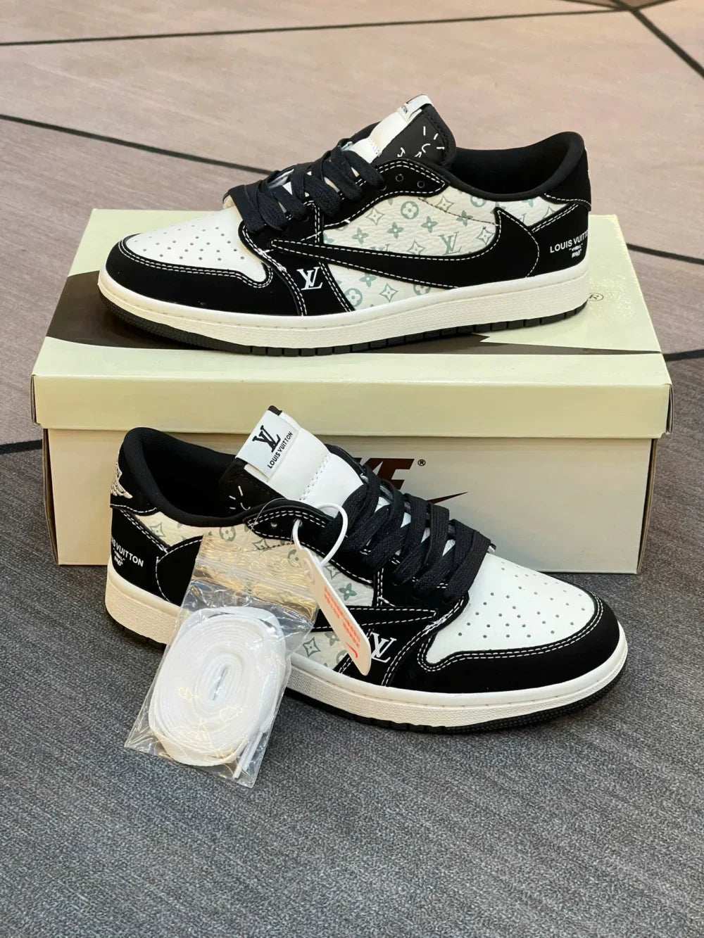 Louis Vuitton x Nike Air Jordan 1 Low “Panda Monogram” (Custom)