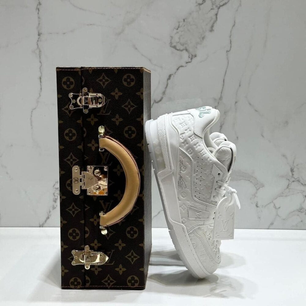 Louis Vuitton LV Trainer Sneaker – Triple White Monogram Embossed Edition