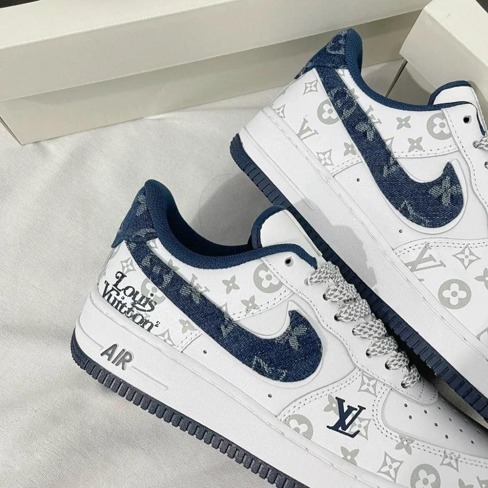 Louis Vuitton x Nike Air Force 1 White Navy Monogram ( Custom)