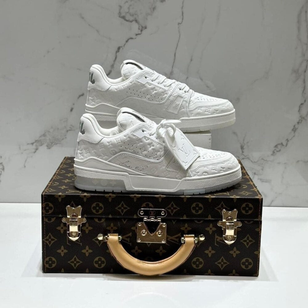 Louis Vuitton LV Trainer Sneaker – Triple White Monogram Embossed Edition