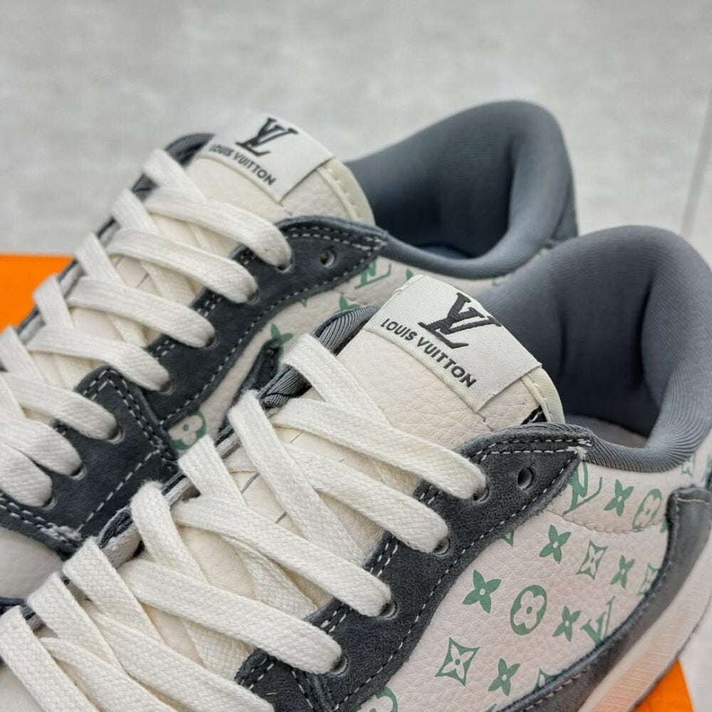 Louis Vuitton x Nike Air Jordan 1 Low “Green Monogram Suede” (Custom)