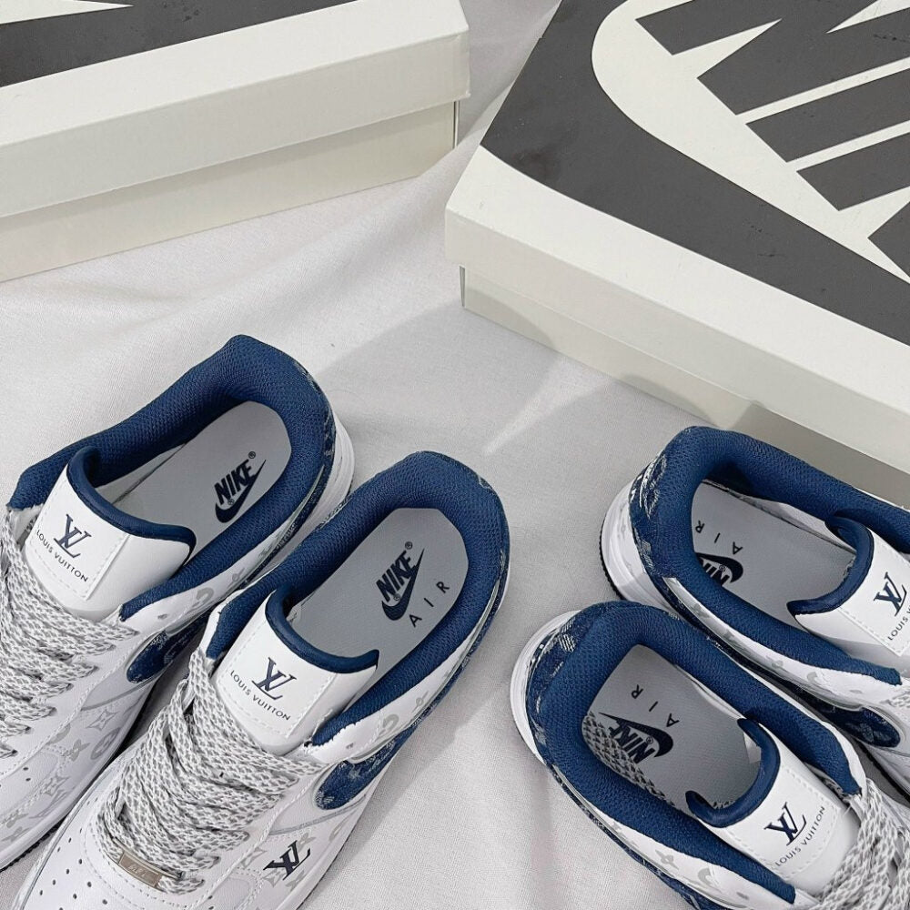 Louis Vuitton x Nike Air Force 1 White Navy Monogram ( Custom)
