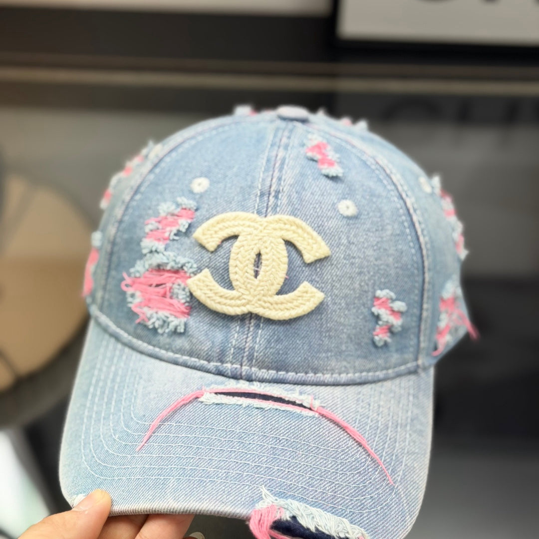 Distressed Denim Baseball Cap - Vintage Wash Summer Sun Hat