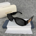 Classic Rectangular Sunglasses with Gold Accent Temple Detail