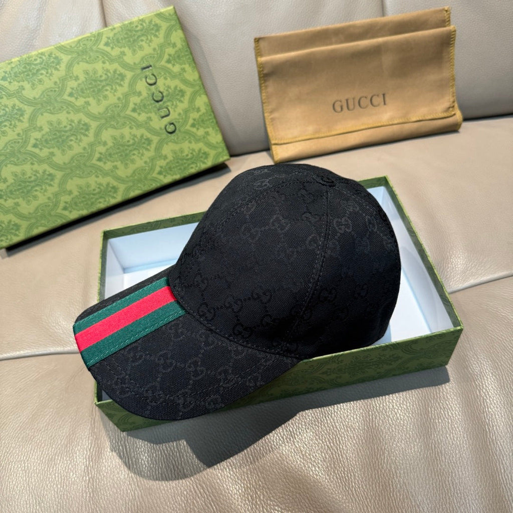 Stylish Black Cap with Striped Accent