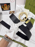 Black Leather Belt – Shimmering Crystal Round Buckle | Premium Women's Accessory
