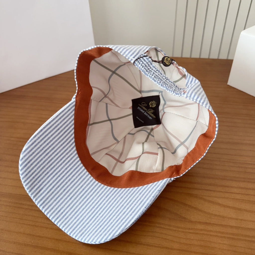 Blue & White Striped Baseball Cap  Lightweight