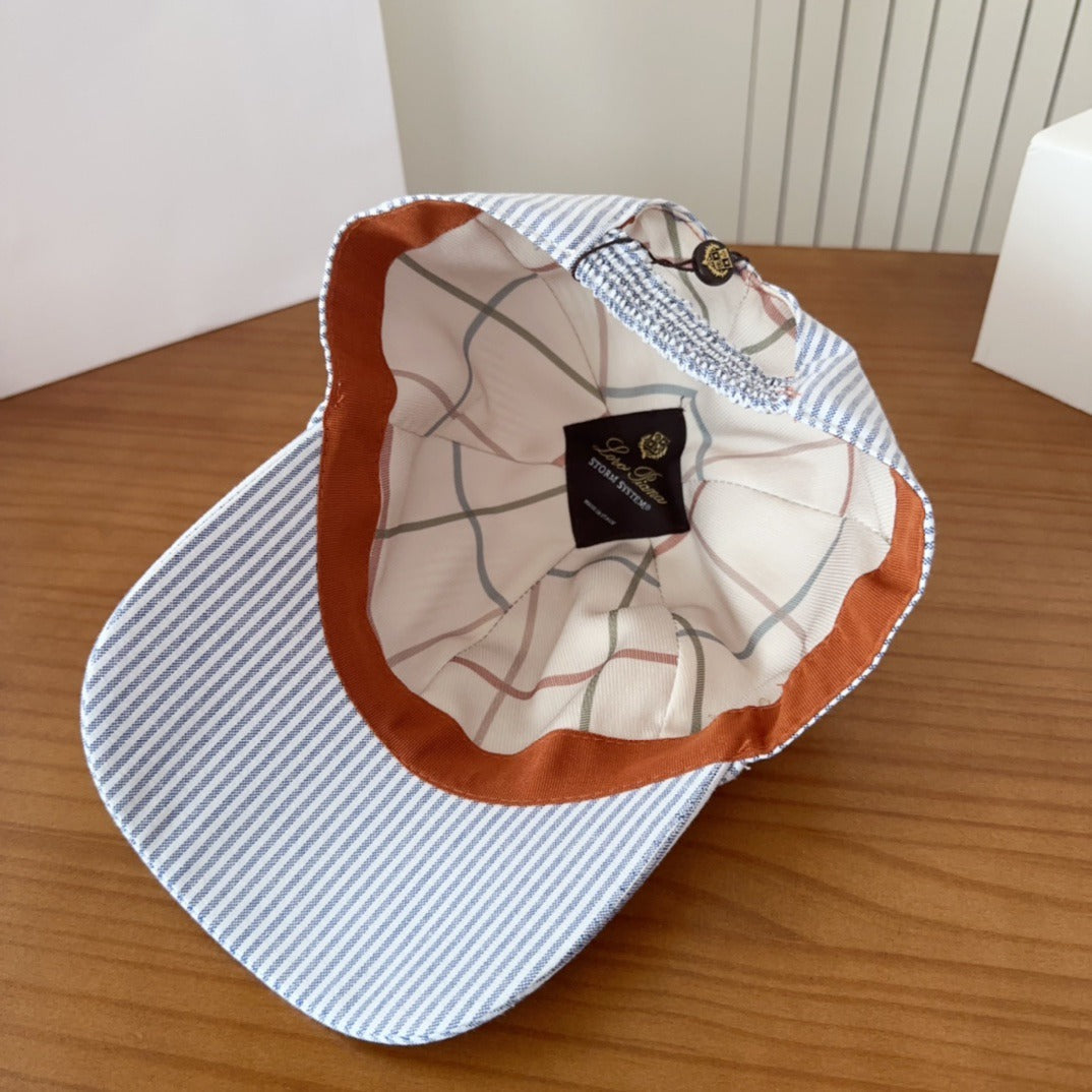 Blue & White Striped Baseball Cap  Lightweight