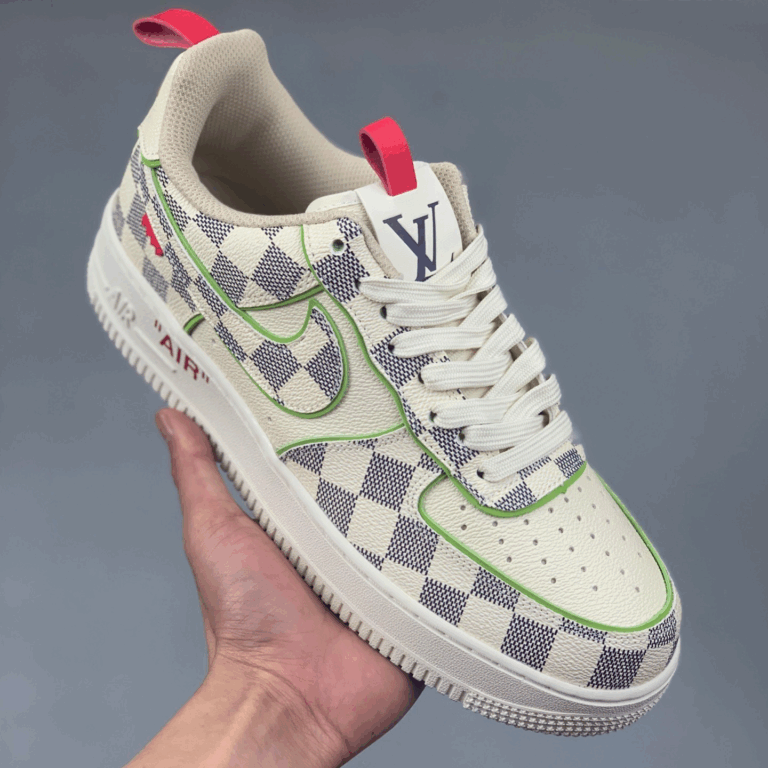 Louis Vuitton x Nike Air Force 1 – Damier Green Outline
