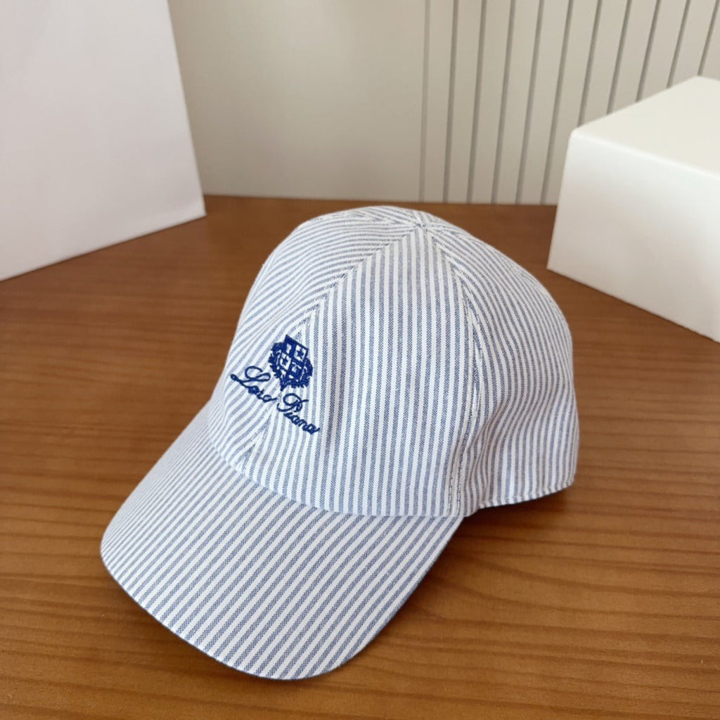Blue & White Striped Baseball Cap  Lightweight