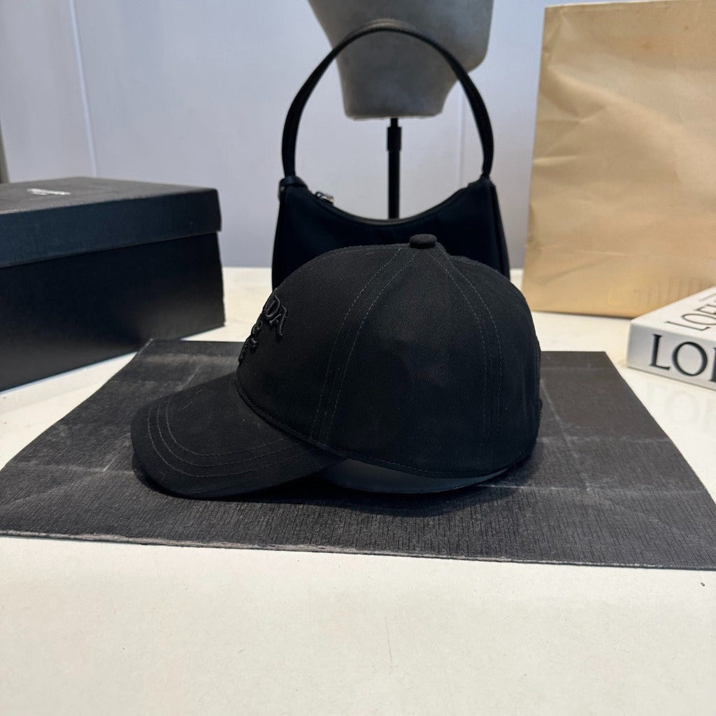 Tonal Embroidered  Baseball Cap — Black
