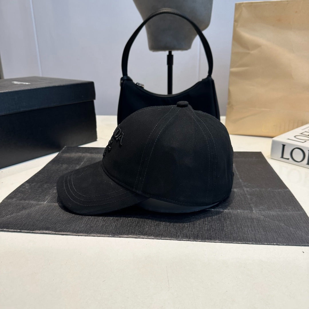 Tonal Embroidered  Baseball Cap — Black