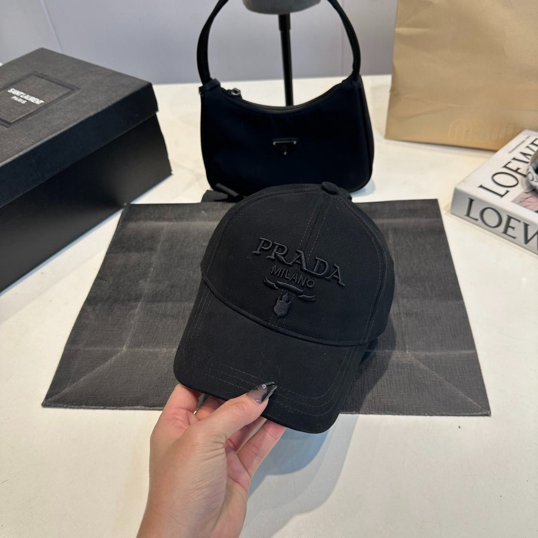 Tonal Embroidered  Baseball Cap — Black