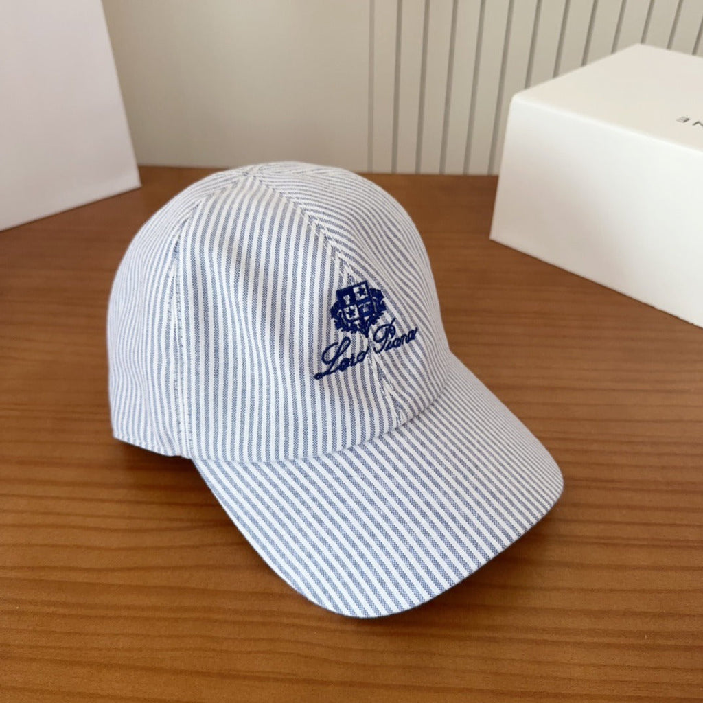 Blue & White Striped Baseball Cap  Lightweight