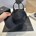 Nylon Baseball Cap with Metal Plaque — Black