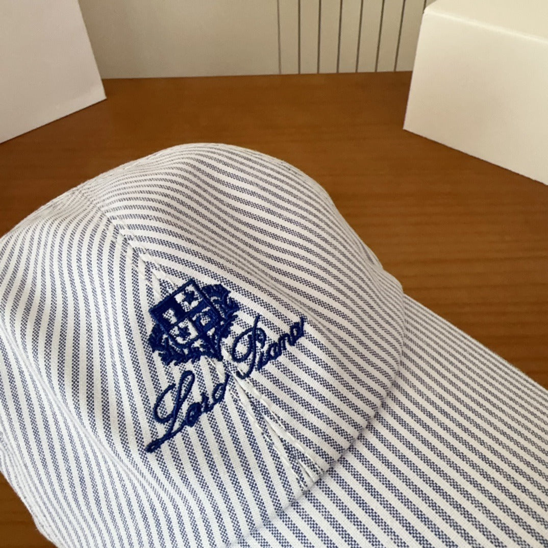Blue & White Striped Baseball Cap  Lightweight