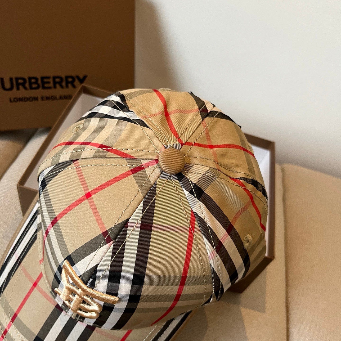 Vintage Check Embroidered Monogram Baseball Cap