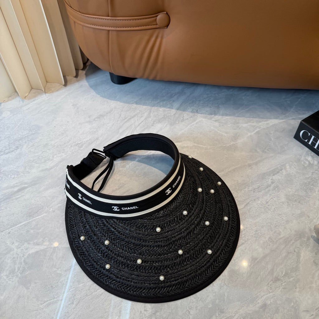Pearl Accent Woven Sun Visor Hat